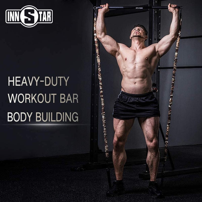 INNSTAR Home Gym workout bar 38" Black Max Load 800lb for Resistance Bands Body Exercise Power Lifting Fitness Training Bar (Black-38'') - Image 1